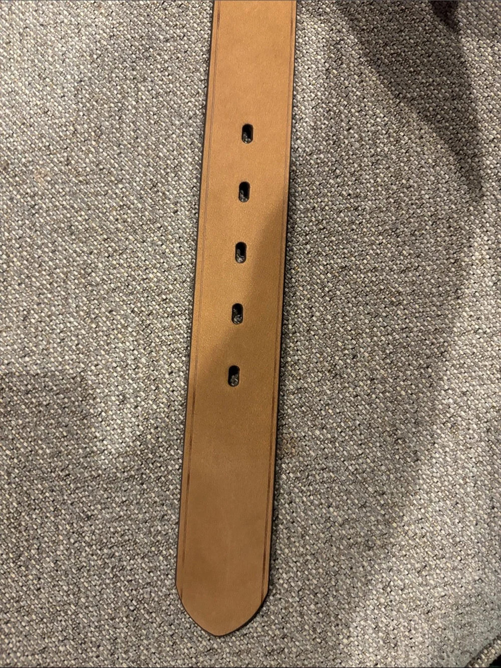 FRYE Tan Leather Men’s Belt with Brushed Metal Buckle